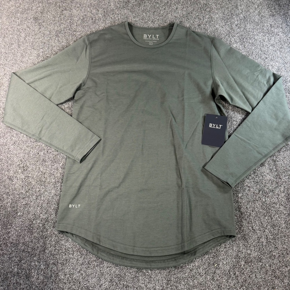 BYLT Signature Drop-Cut Long Sleeve Shirt‎ Evergreen Mens Small DC_LS_EVG_S NWT